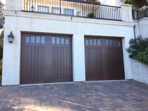 double wooden garage doors with windows